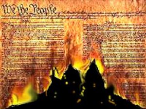 The Constitution on fire