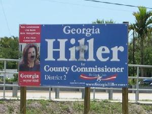 Defaced Georgia Hitler campaign sign