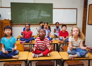 kids using mindful meditation in school