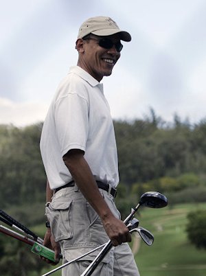 Obama playing golf