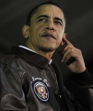 Obama in his Air Force One jacket