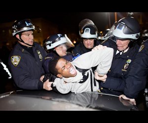 An arrest at a protest in NYC