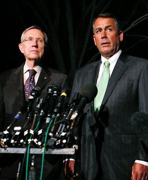 Harry Reid and John Boehner on the night of the 2011 budget deal