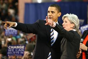 Obama and Kathleen Sebelius