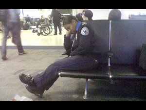 sleeping TSA agent