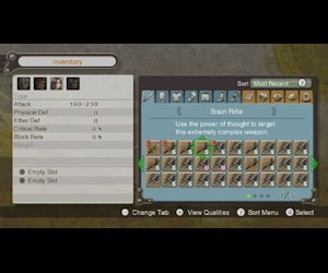 The inventory menu